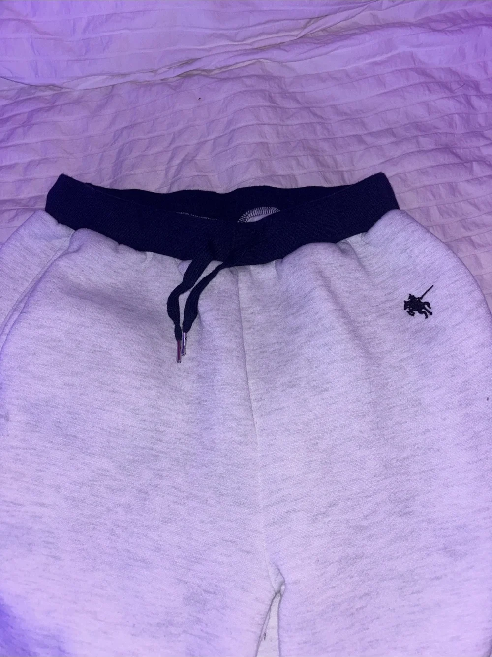 White Ralph Lauren Sweatpants with navy blue Waistband